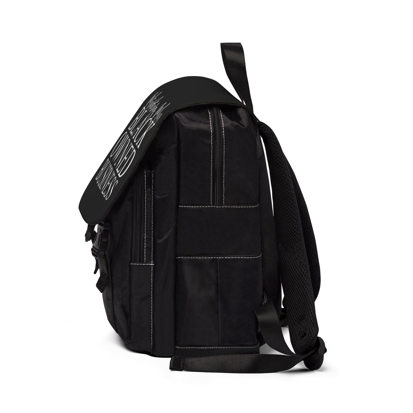 Minding My Black Owned Business Unisex Backpack (White and Black)