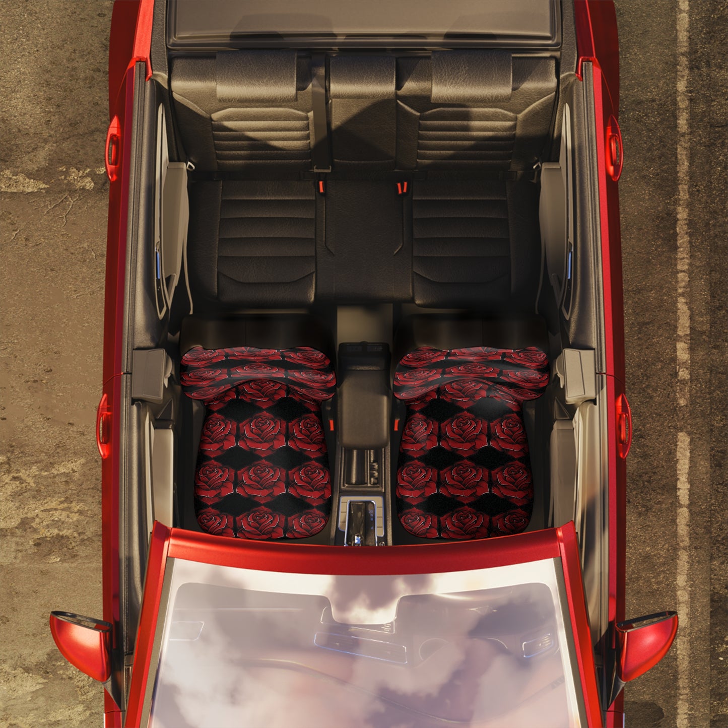 Elegant Red Rose Car Seat Covers – Floral Design for Stylish Vehicles