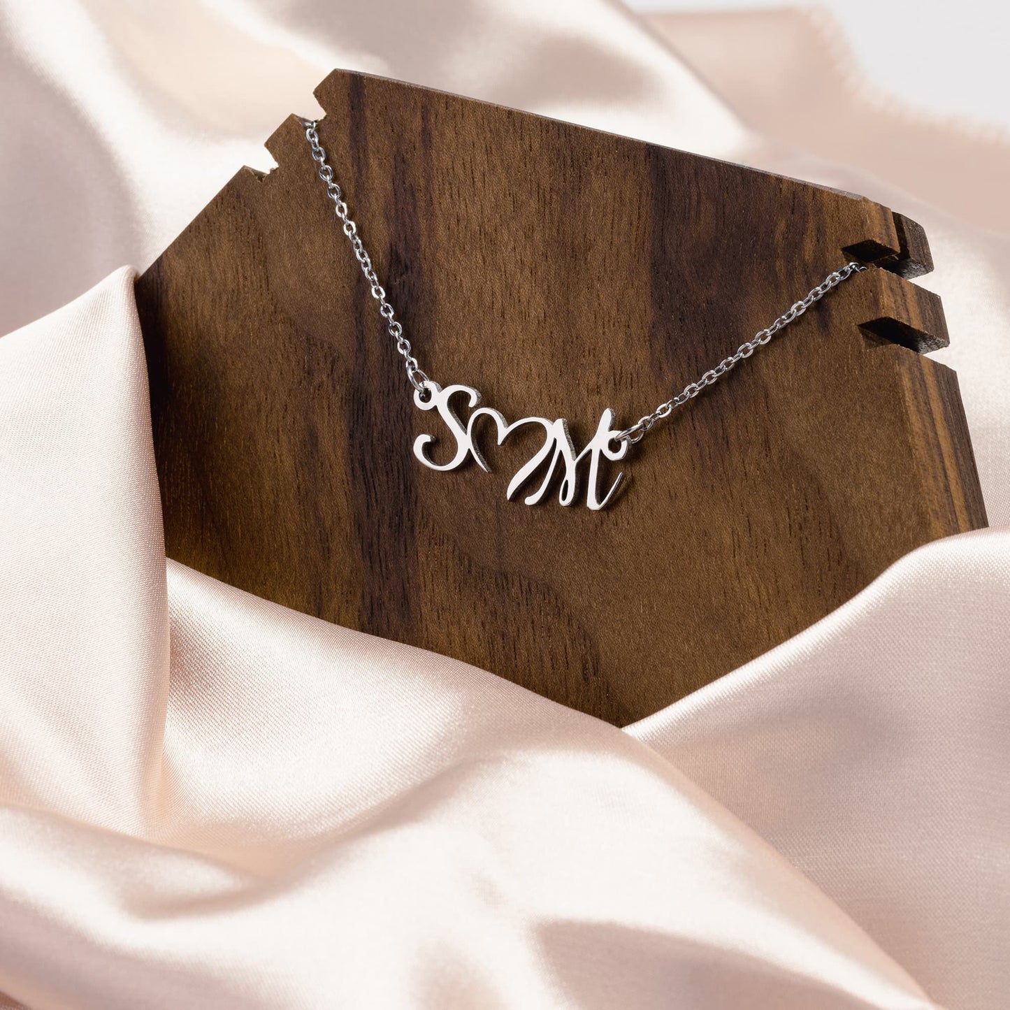 DOUBLE INITIAL HEART NECKLACE