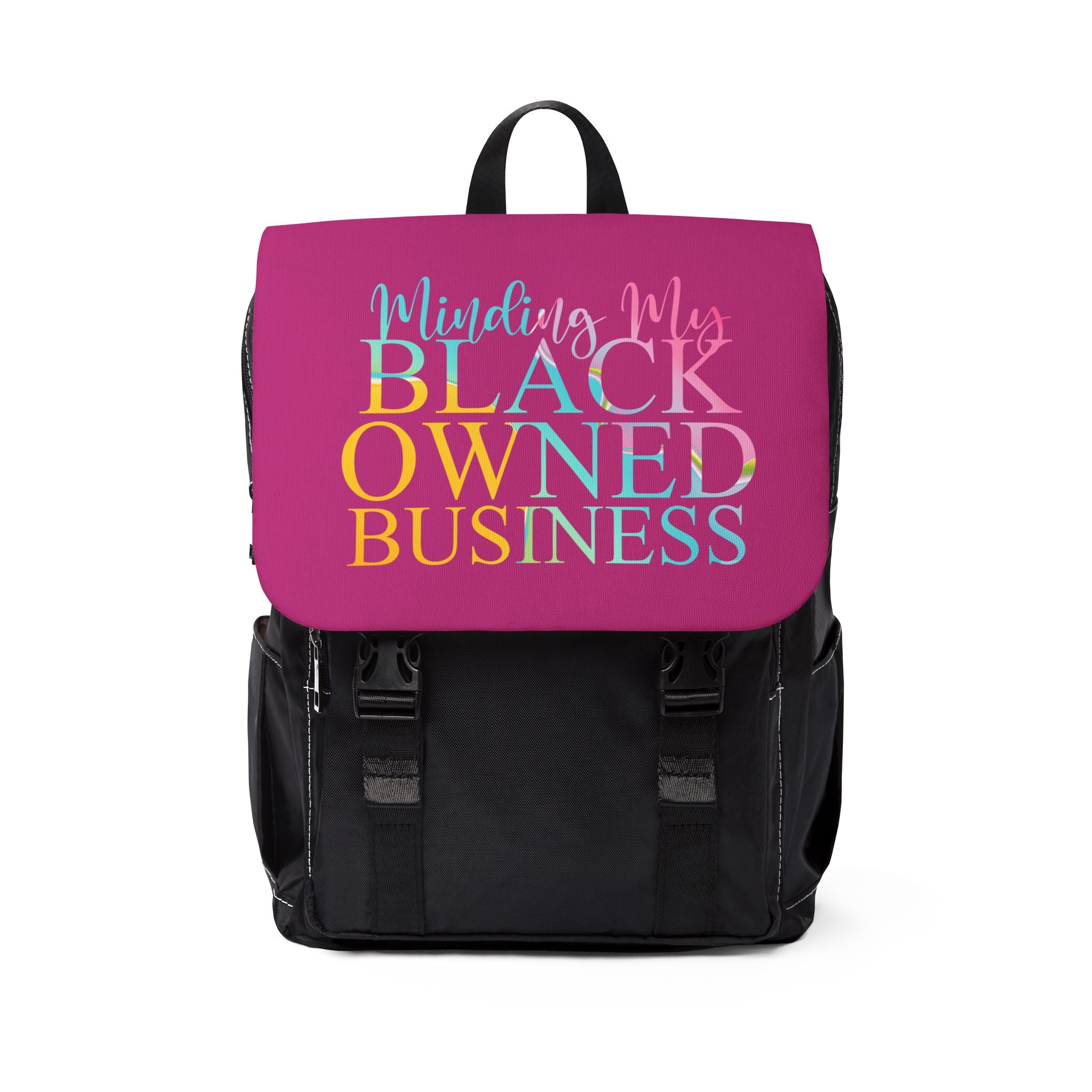 Minding My Black Owned Business Unisex Backpack (Multi and Black)