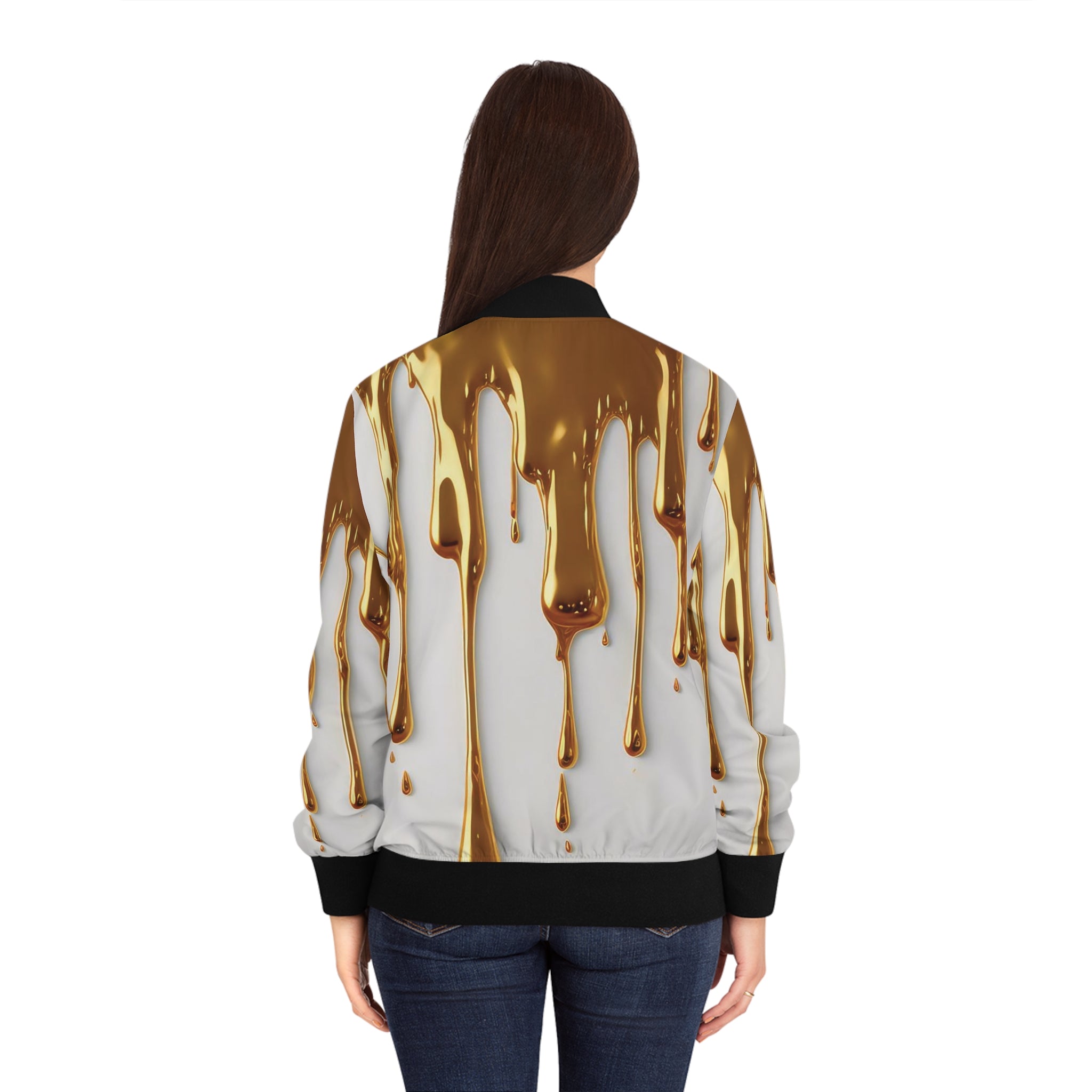 Gold Drip Fashion Women's Bomber Jacket