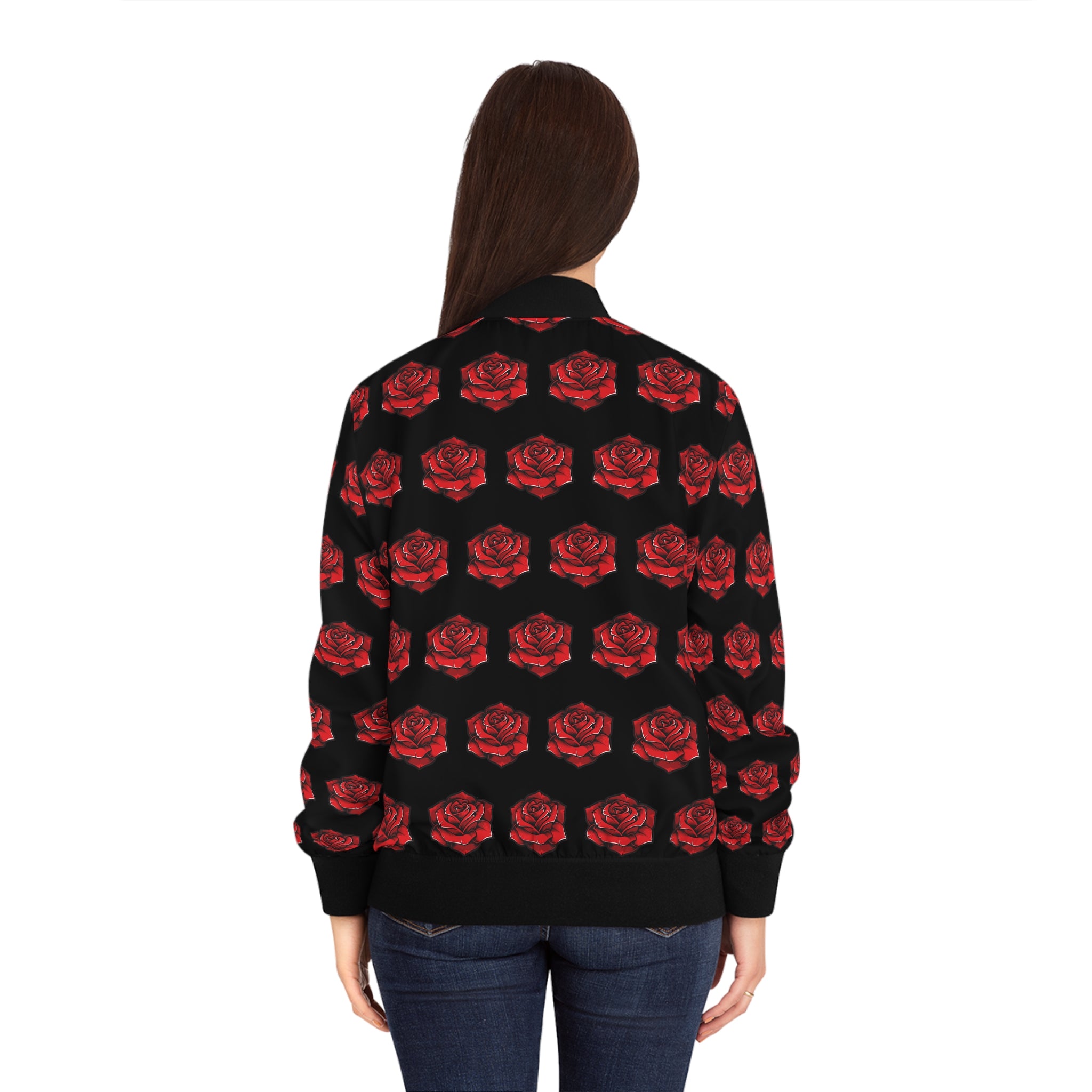 Red Flower Women's Bomber Jacket