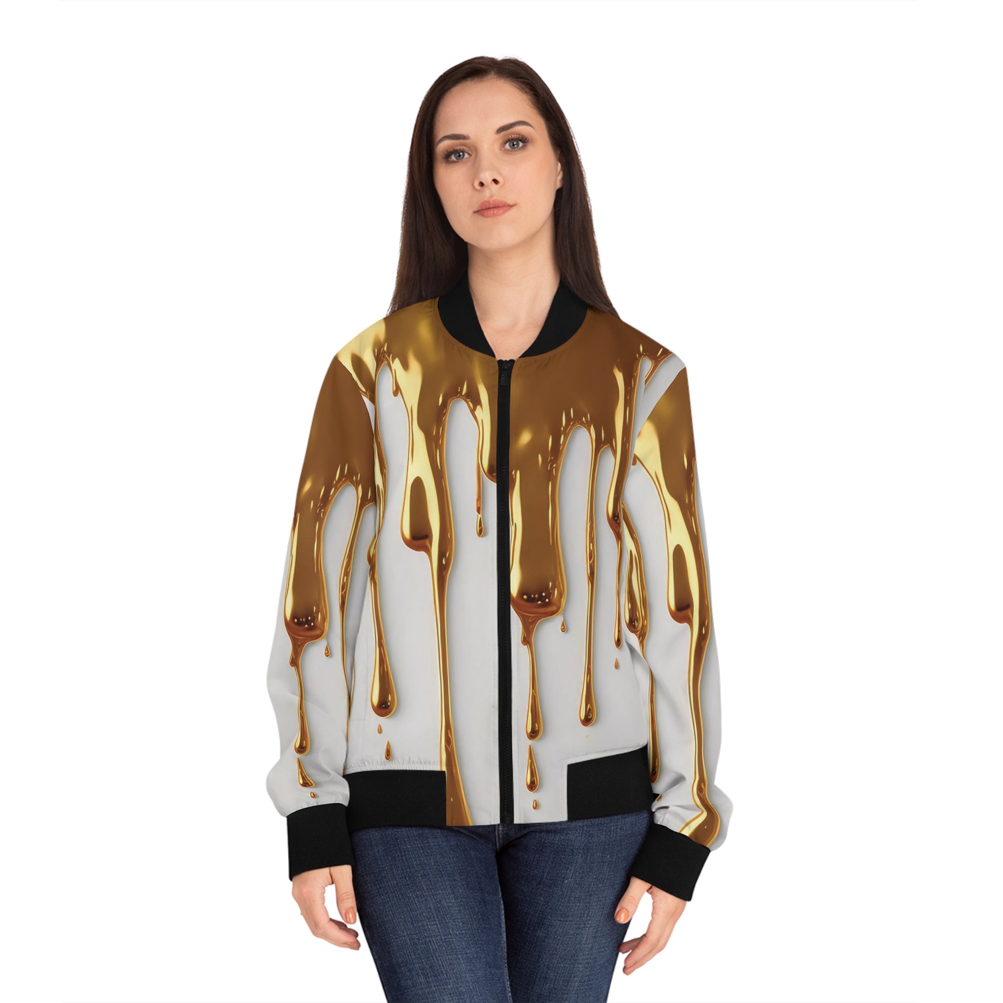 Gold Drip Fashion Women's Bomber Jacket