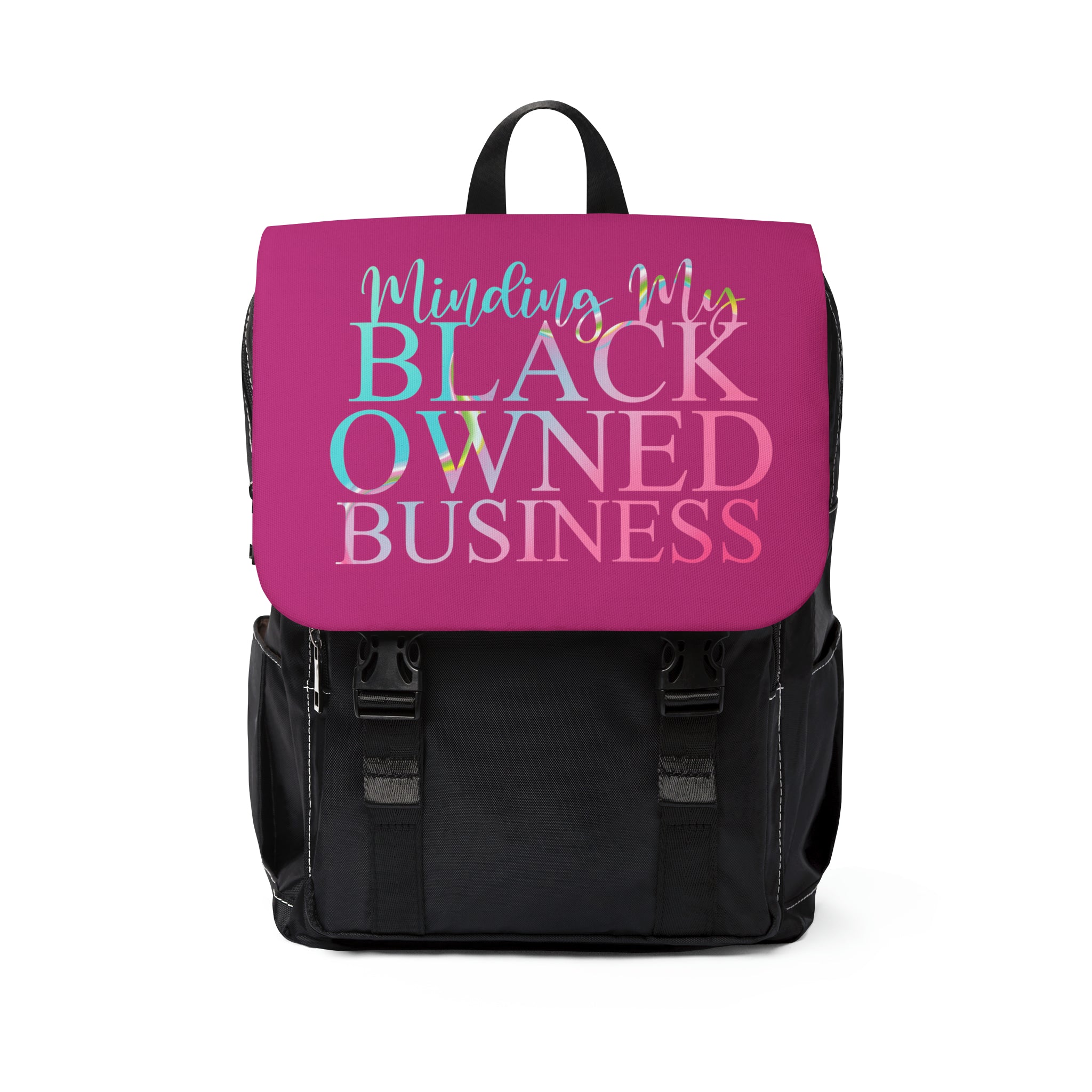 Minding My Black Owned Business Unisex Backpack (Multi and Black)