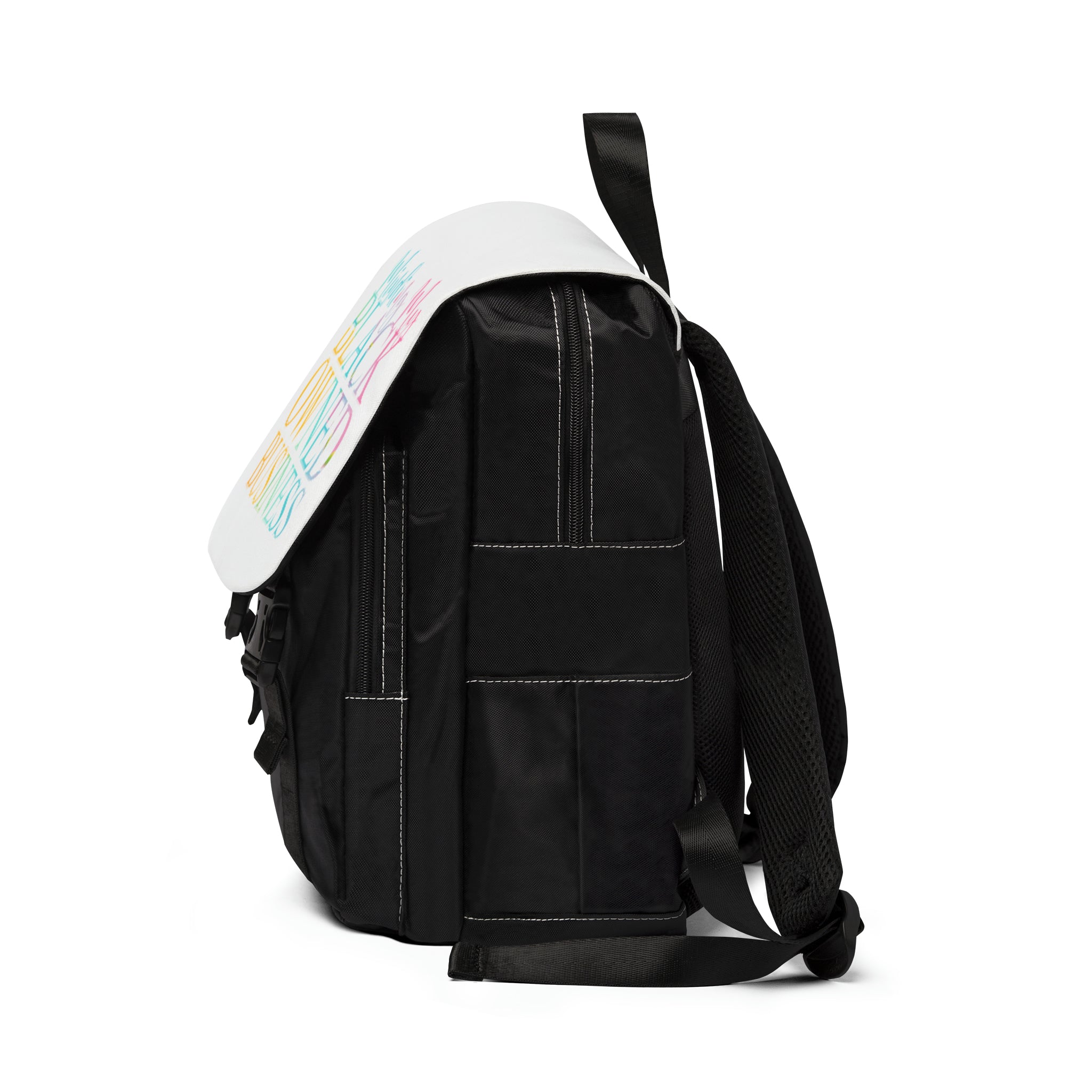 Minding My Black Owned Business Unisex Backpack (Multi and Black)