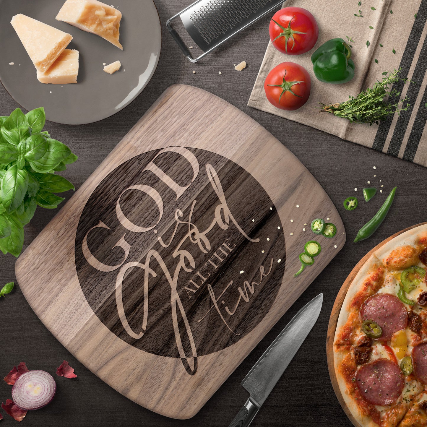 God is Good HARDWOOD OVAL CUTTING BOARD