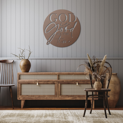 God_is_Good_metal_sign_Copper_Rustic_Hallway_Mockup.png